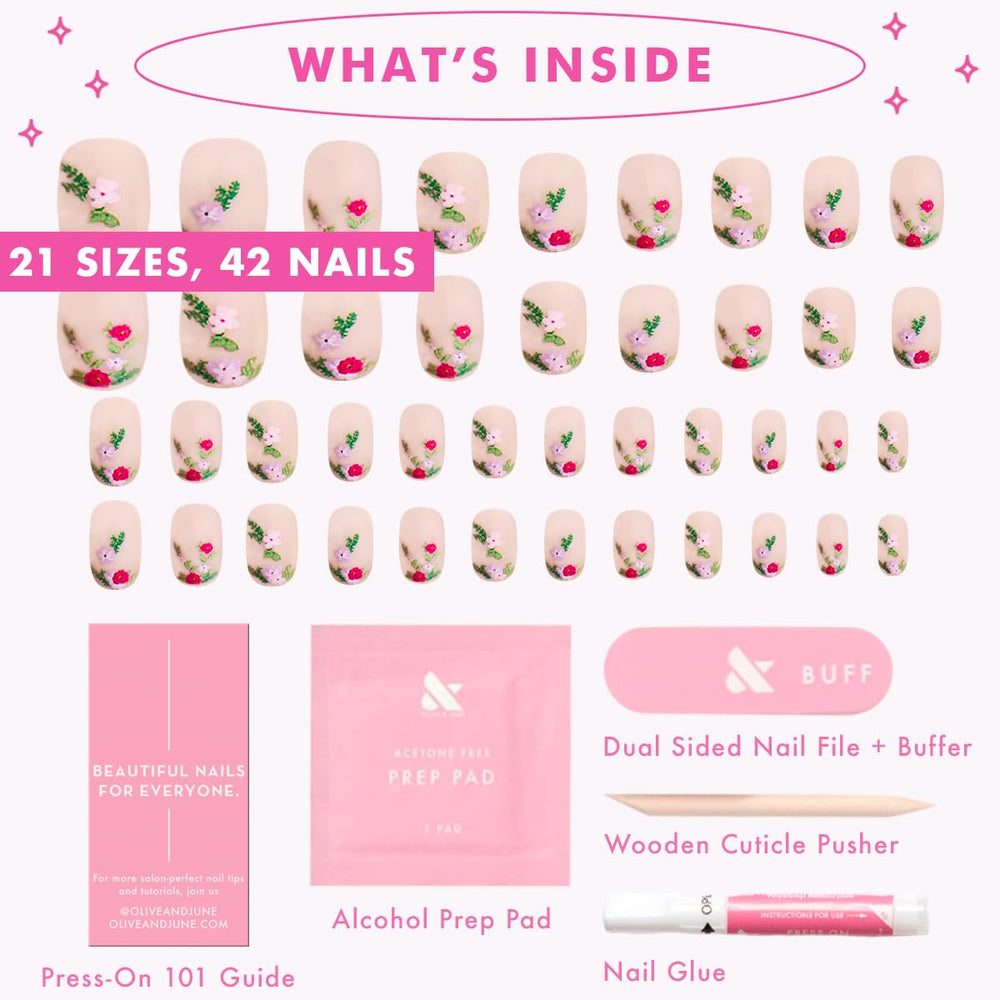 Kit Olive & June Instant Mani: 42 ongles et accessoires inclus.