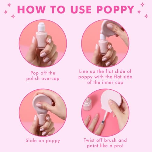Poppy en silicone doux, prise confortable pour une application précise.