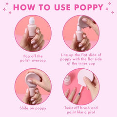 Poppy en silicone doux, prise confortable pour une application précise.
