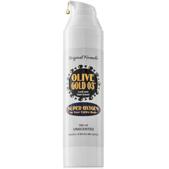 Olive Gold 03, bouteille ozonée offrant hydratation visage et corps.