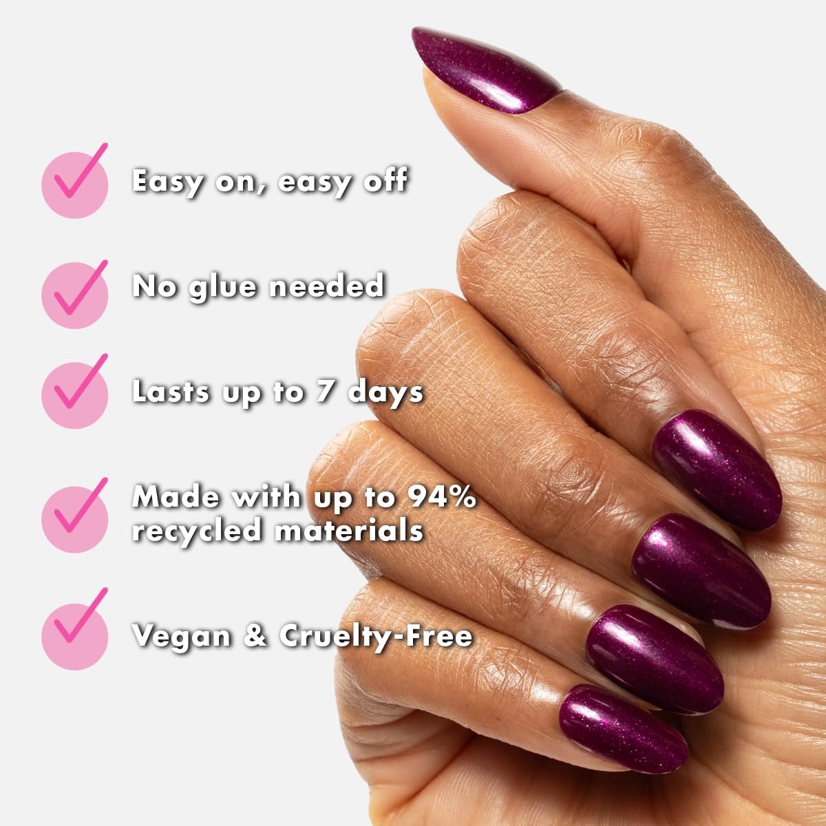 Tenue jusqu’a 7 jours Olive & June Super Stick Mani, manucure durable.