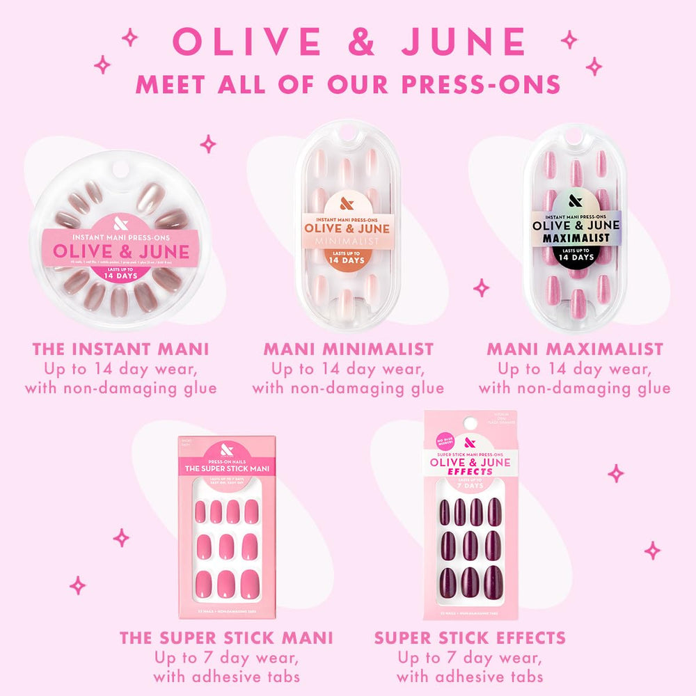 Realiste look Olive & June Super Stick Mani, finition naturelle et durable.