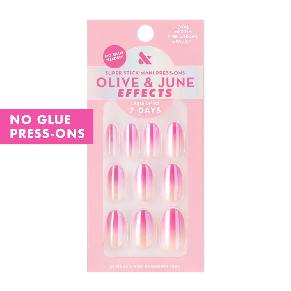 Ongles ovales moyens Olive & June, ajustement confortable et naturel.