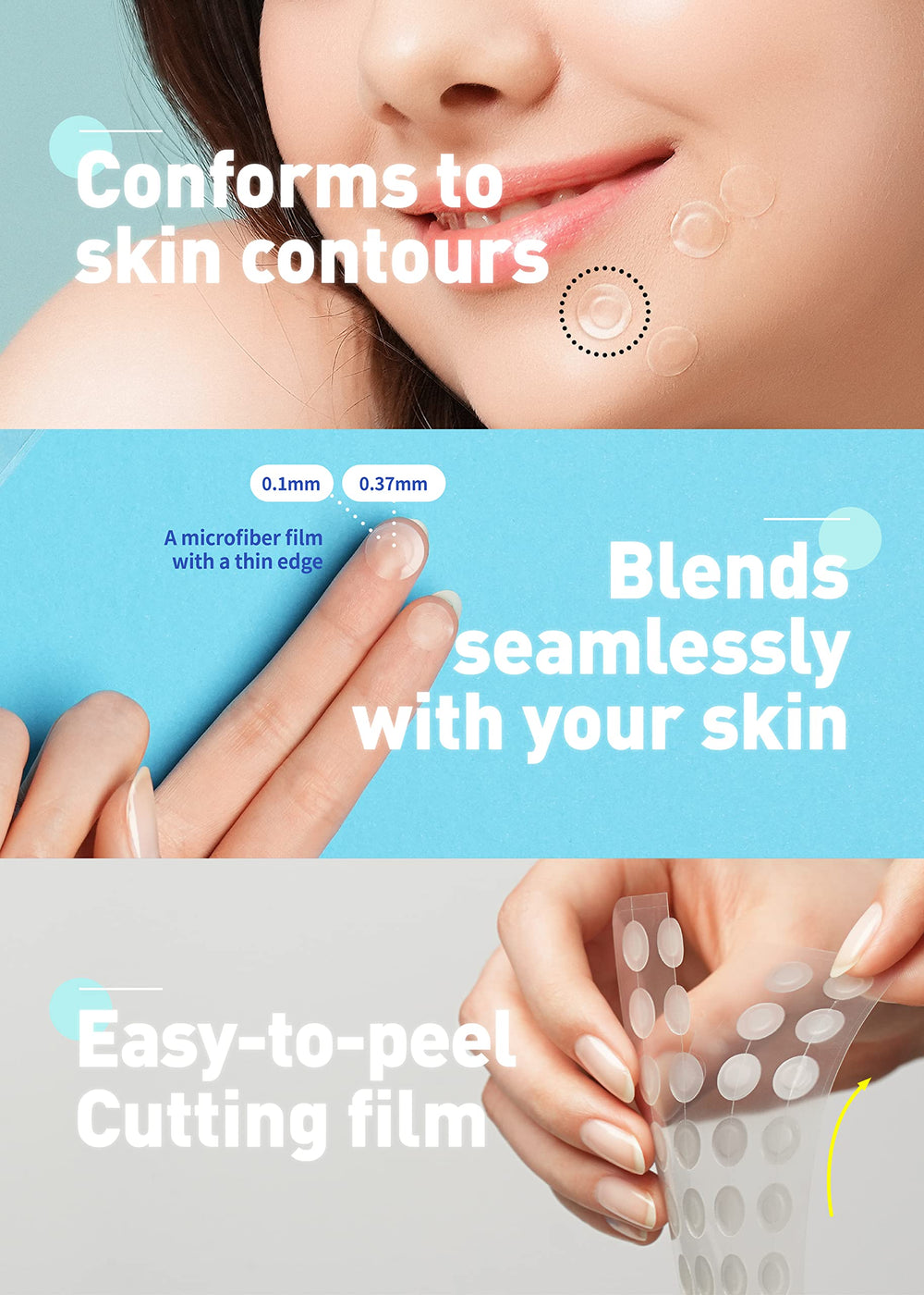 OLIVE YOUNG Care Plus Spot Patch, détail de la matière hydrocolloïde douce.