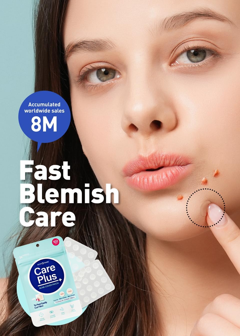 OLIVE YOUNG Care Plus Spot Patch emballage compact et pratique en déplacement.