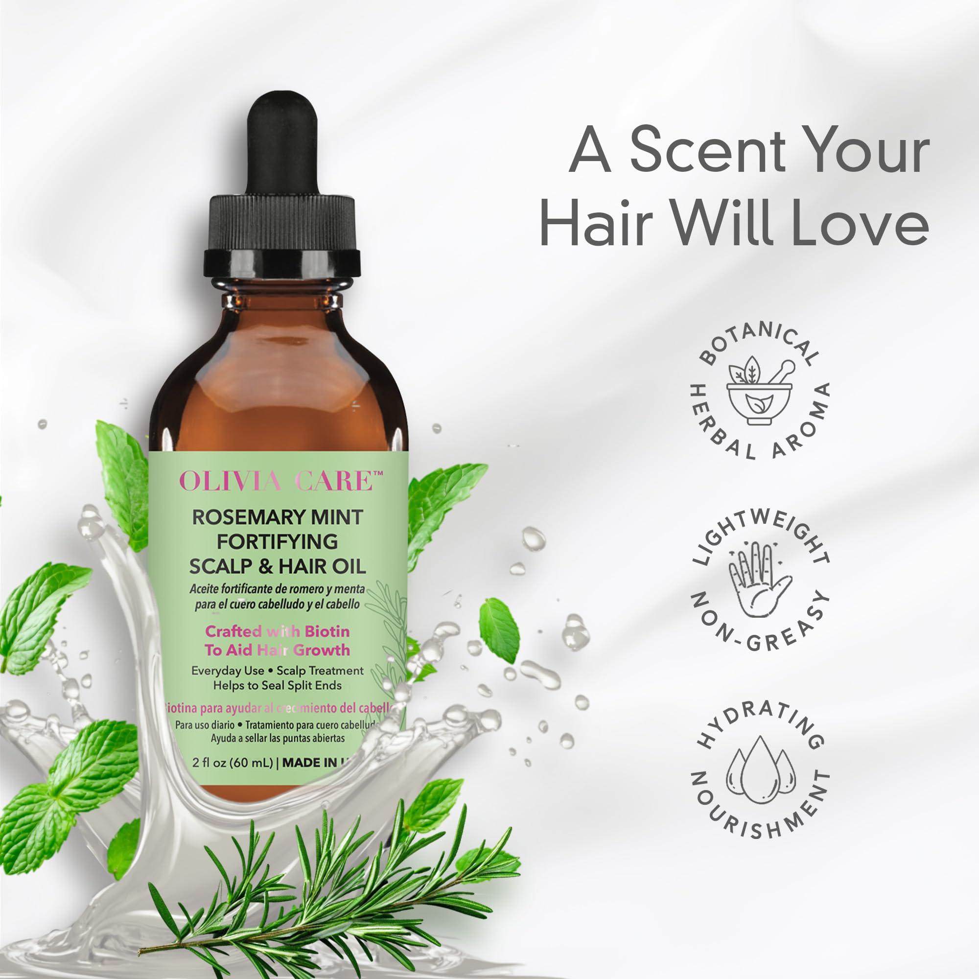 Olivia Care biotine huile cheveux : formule pouvant soutenir la résistance des cheveux.