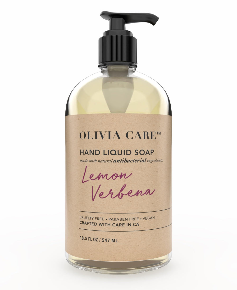 Olivia Care Gel mains antibactérien, bouteille pompe pratique pour un lavage quotidien.