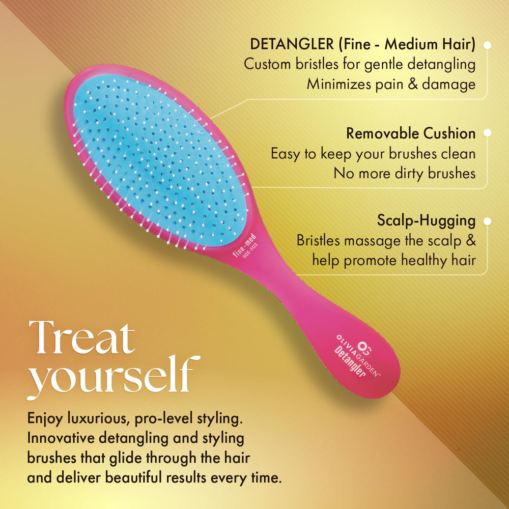 Détail massage cuir chevelu Olivia Garden OG, apportant une sensation relaxante pendant le brossage.