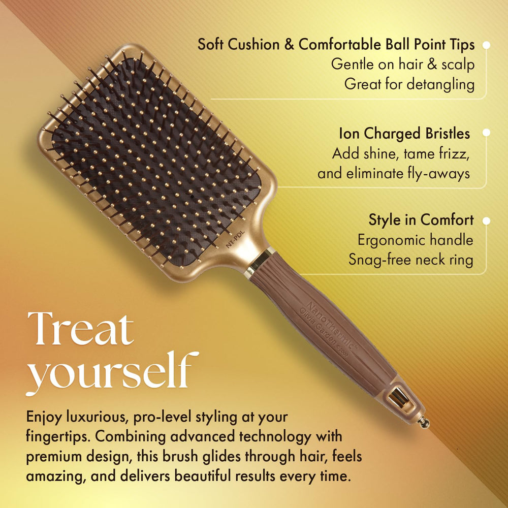 Brosse Olivia Garden NT-PDL Paddle - embouts ball doux pour cuir chevelu.