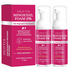 OLIVITA Minoxidil Foam – bouteille 2x60ml et densité capillaire accrue.