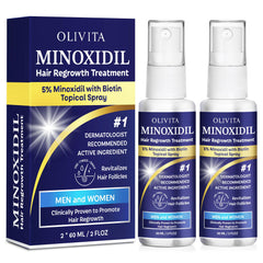Bouteille OLIVITA Minoxidil Spray prête à l’emploi pour la repousse potentielle des cheveux.
