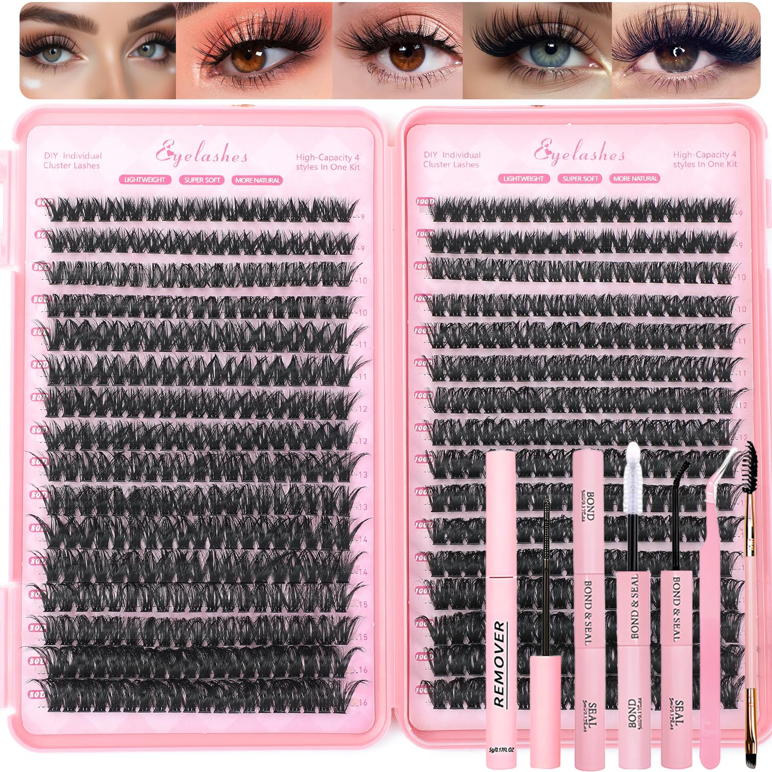 Ollavo kit cils clusters 640 pièces — ensemble complet pour faux cils à domicile