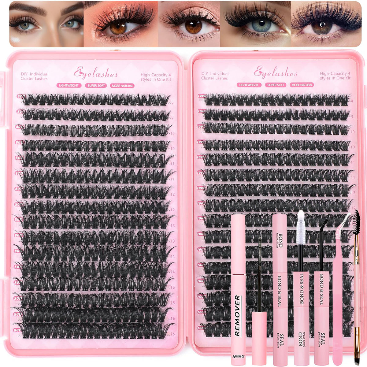 Ollavo kit cils clusters 640 pièces — ensemble complet pour faux cils à domicile