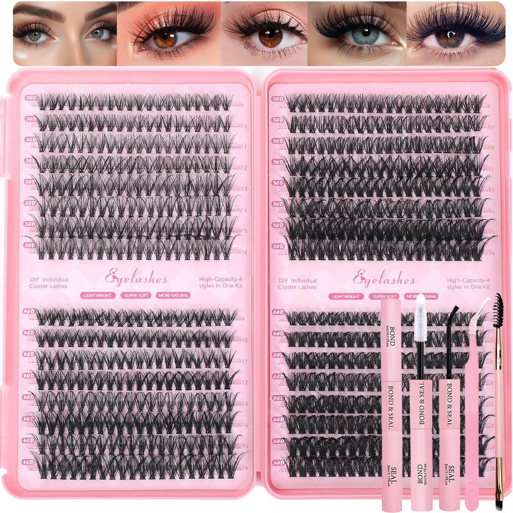 OLLAVO lash clusters kit contents for at-home DIY lash extensions