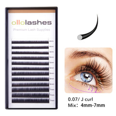 OLLOLASHES cil bas noir mat 0,07 mm 4-7 mm pour une tenue longue durée.