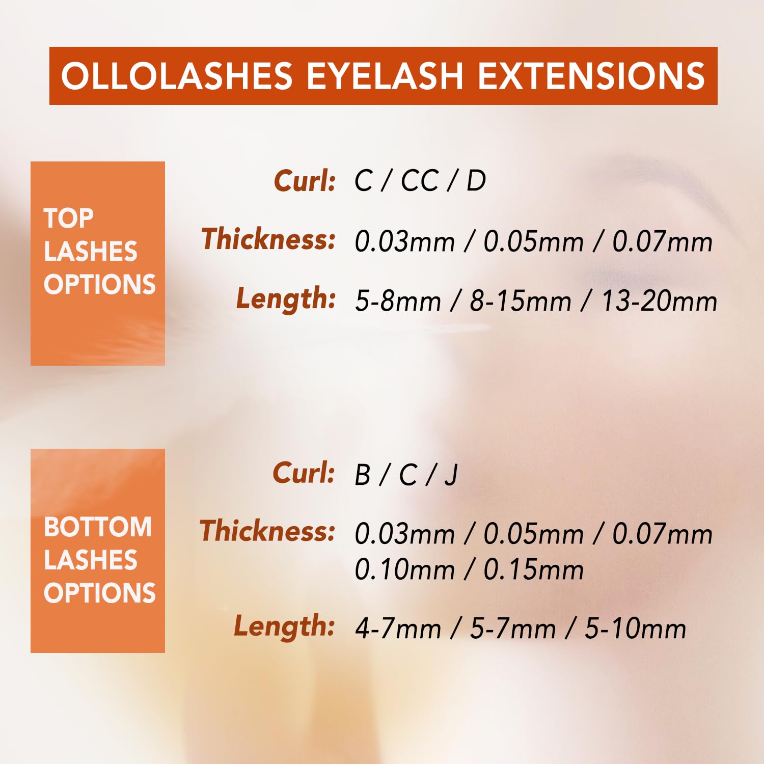 OLLOLASHES cils bas matière douce et flexible 0,07 mm.