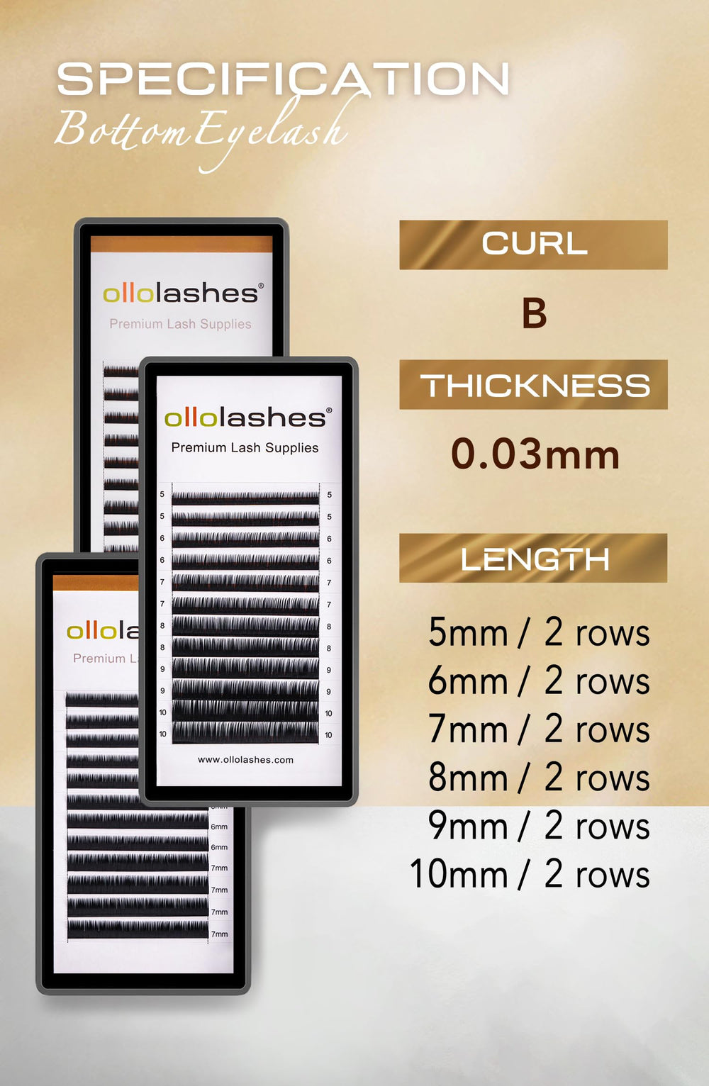 OLLOLASHES courbures bas J/B/C 4-10 mm pour des styles variés et durables.