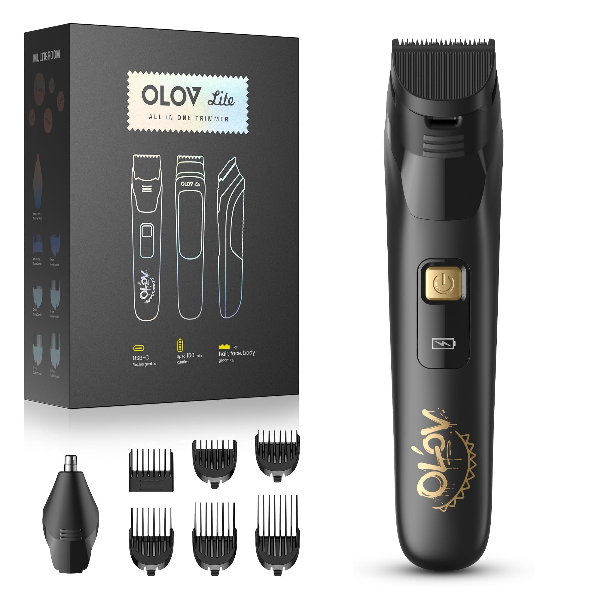 OLOV LITE Tondeuse barbe avec 6 guides pour une précision