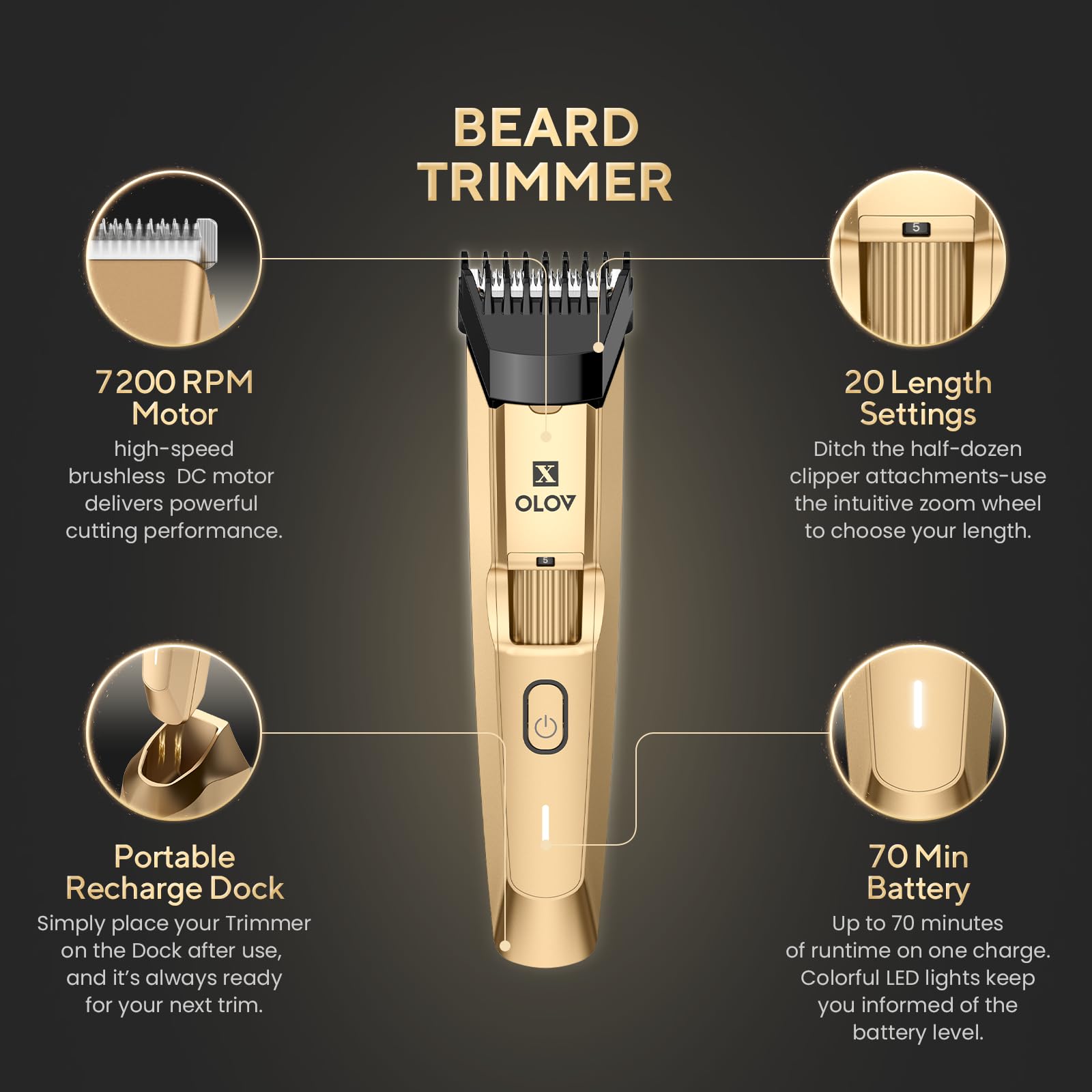 Trimmer sans fil OLOV X étanche pour usage humide et sec