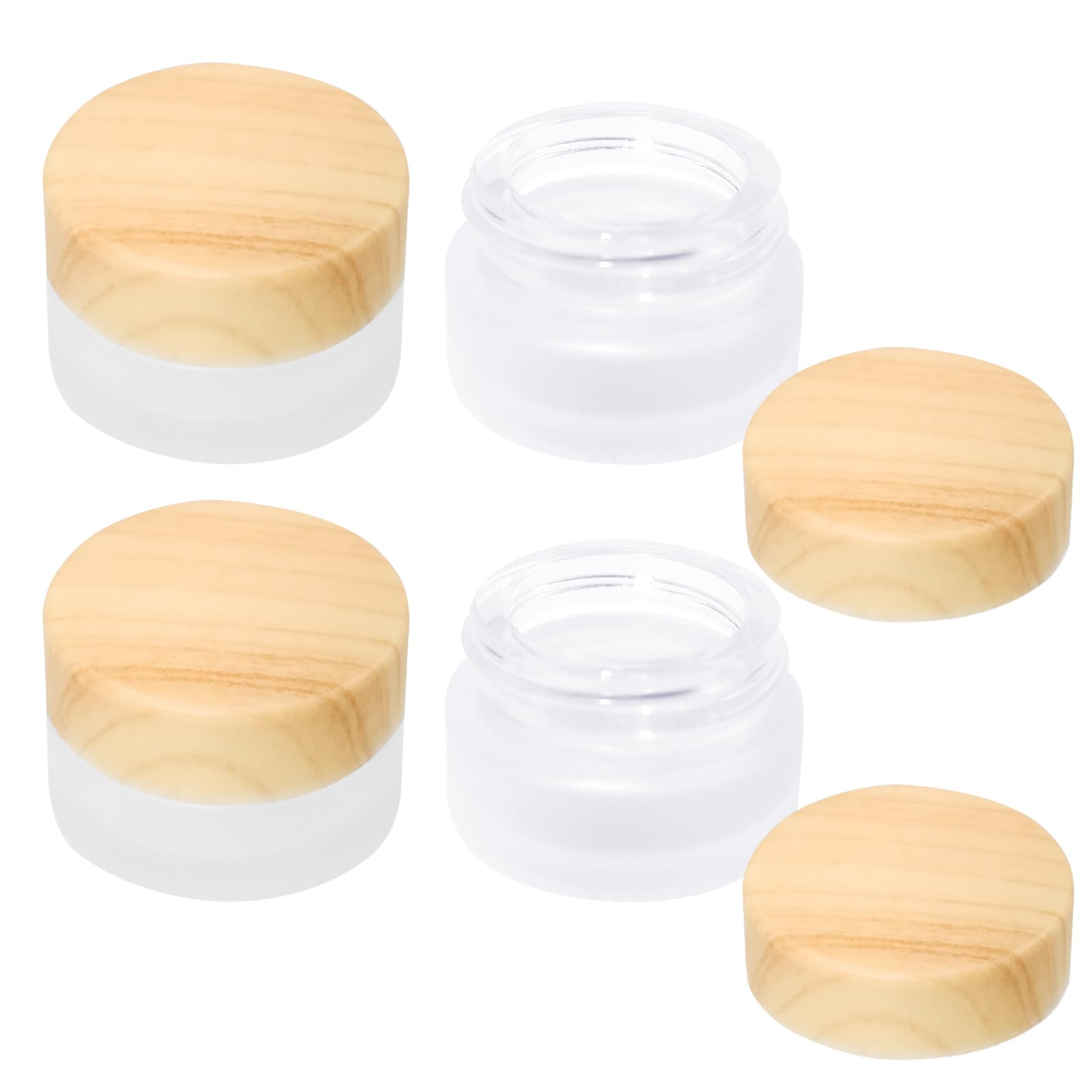 Lot de 32 bocaux en verre Olutacot pour échantillons cosmétiques.