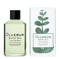OLVERUM bouteille huile-bain, parfum apaisant pour détente corporelle.