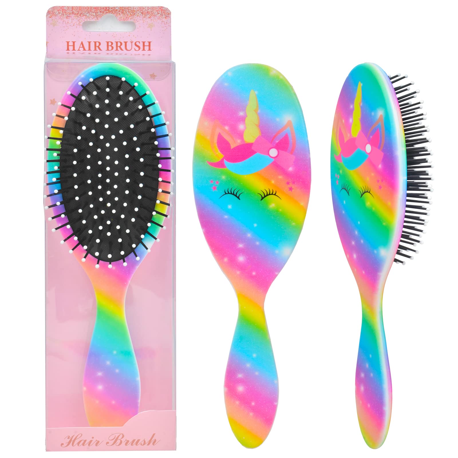 Brosse OlyPegic pour enfants arc-en-ciel, démêlage en douceur.