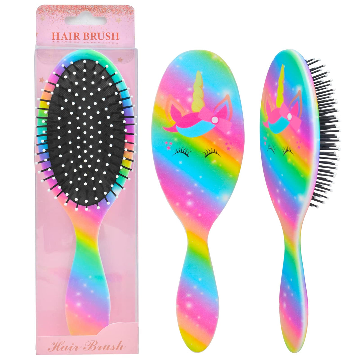 Brosse OlyPegic pour enfants arc-en-ciel, démêlage en douceur.