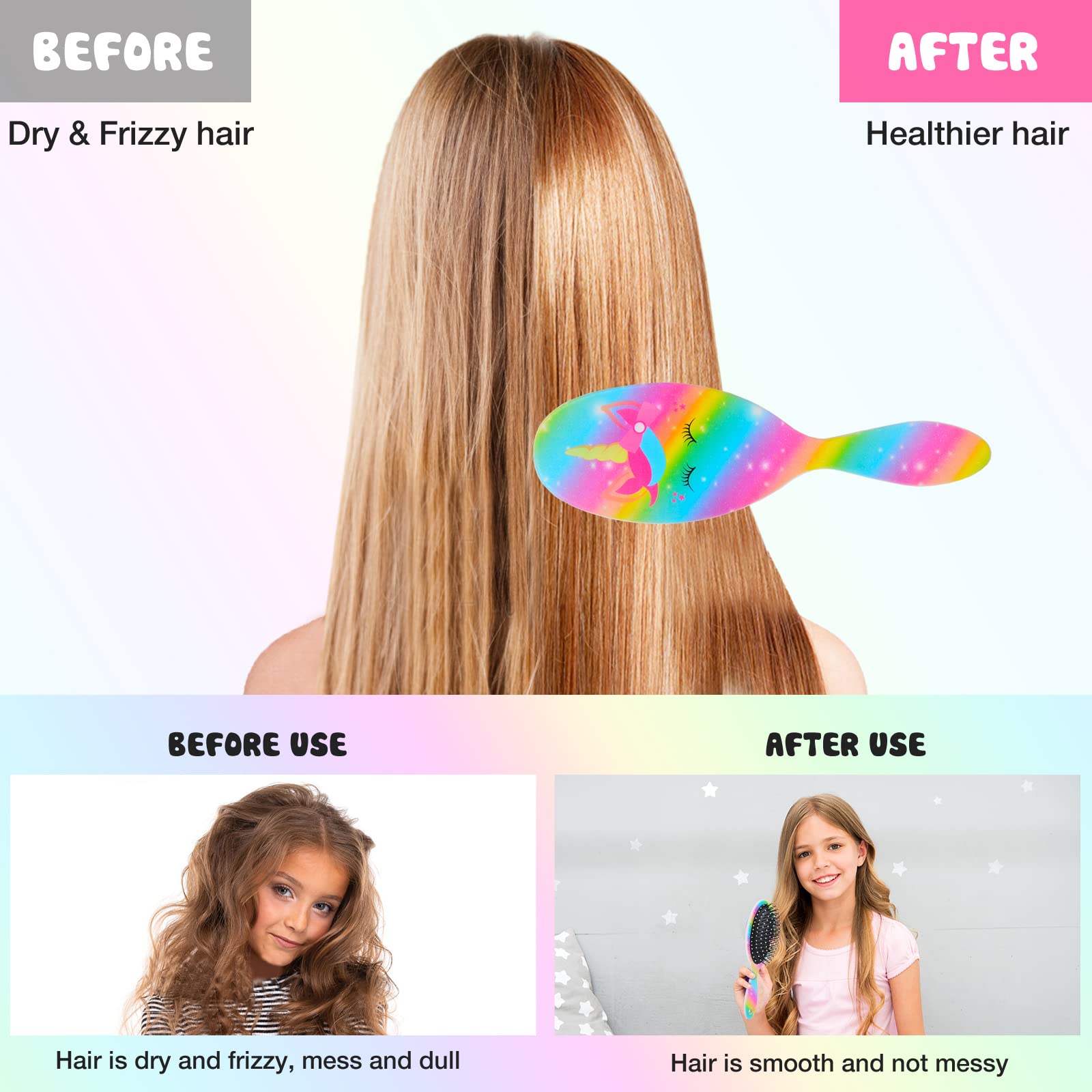 Brosse OlyPegic démêlage doux, convient à tous types de cheveux.