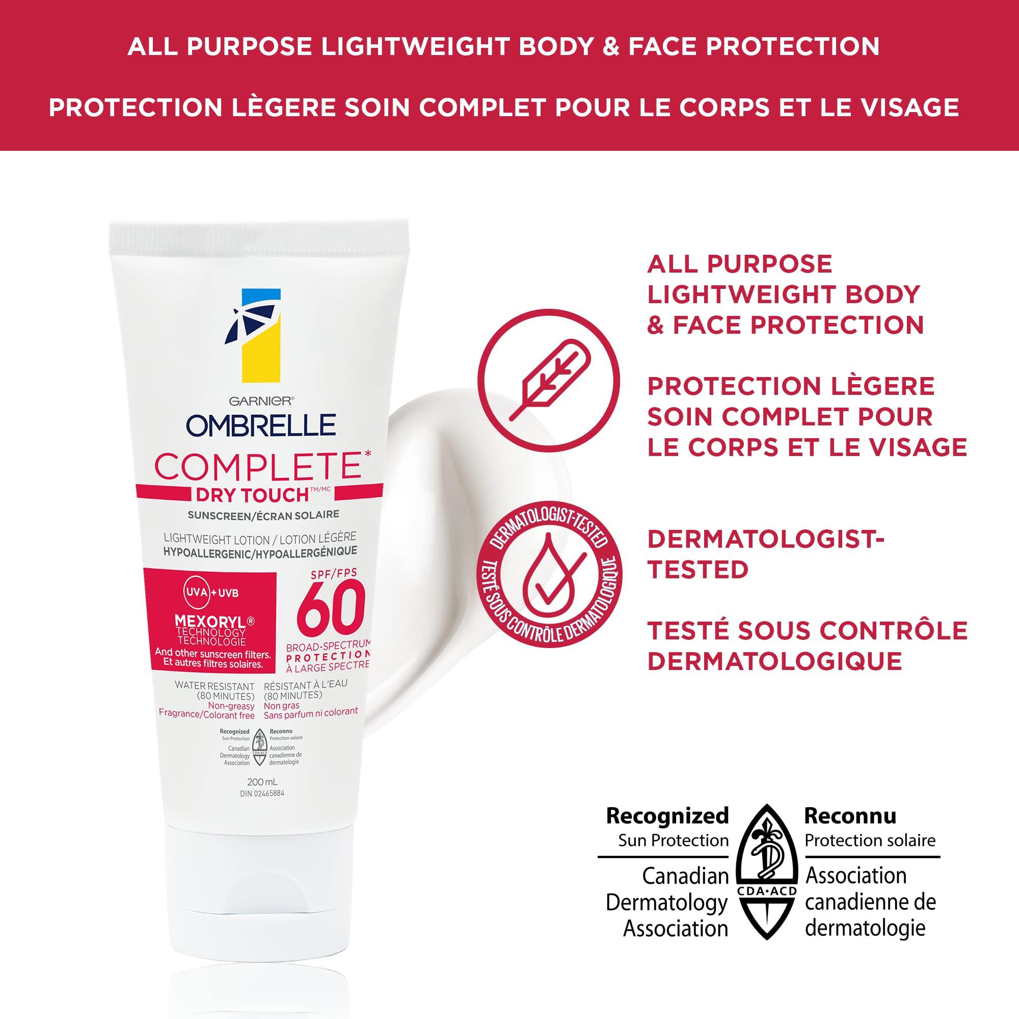 Protection UVA/UVB complète par Ombrelle Complete Sensitive Advanced 60 SPF