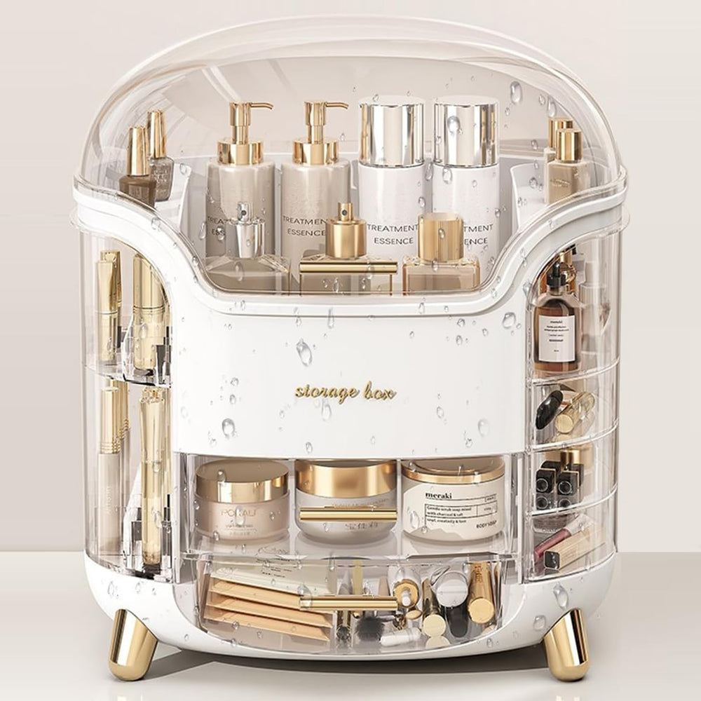 Omeily organisateur coiffeuse — rangements variés pour maquillage et soins.