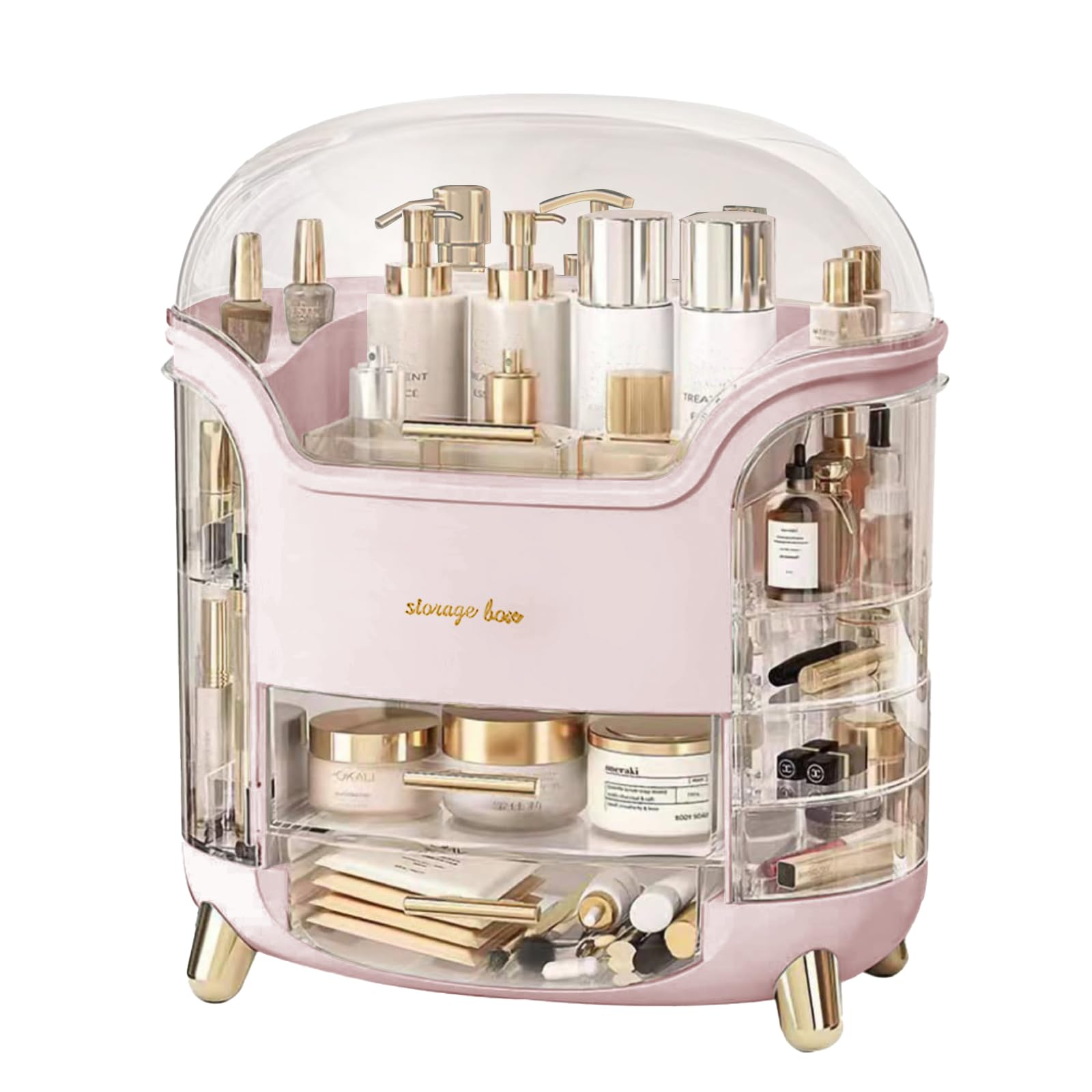 Omeily Organisateur Maquillage 3 étages avec couvercle transparent pour accès rapide.