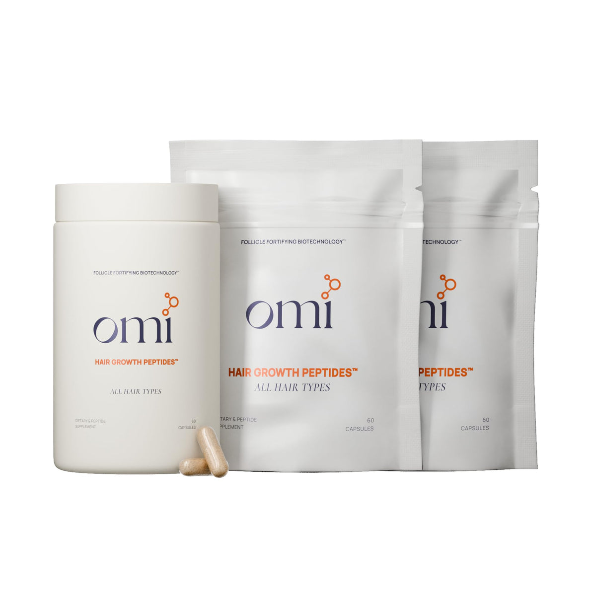 OMI WellBeauty peptides-croissance-cheveux-bouteille stimule le soin ciblé des follicules.