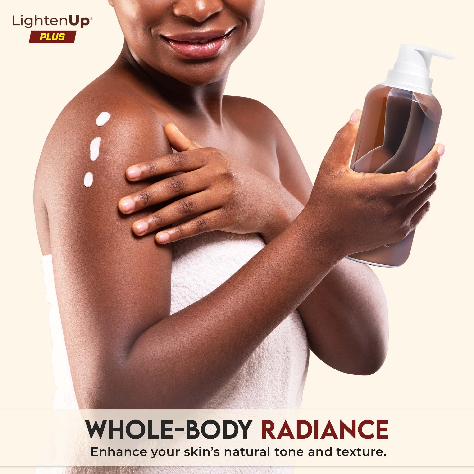 Texture crème riche de Lighten-Up pour peau douce et nourrie.