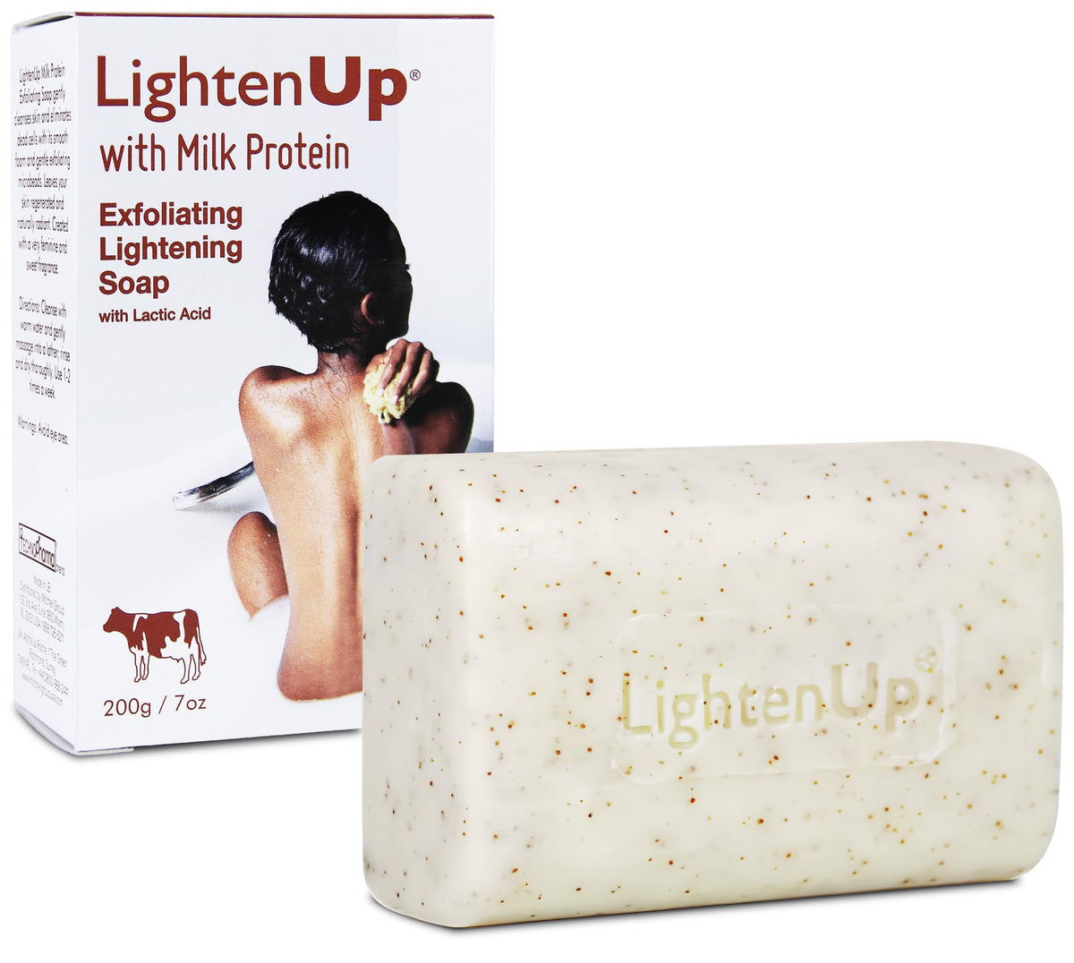 OMIC Lighten-Up savon exfoliant à l’acide lactique pour peau lumineuse.