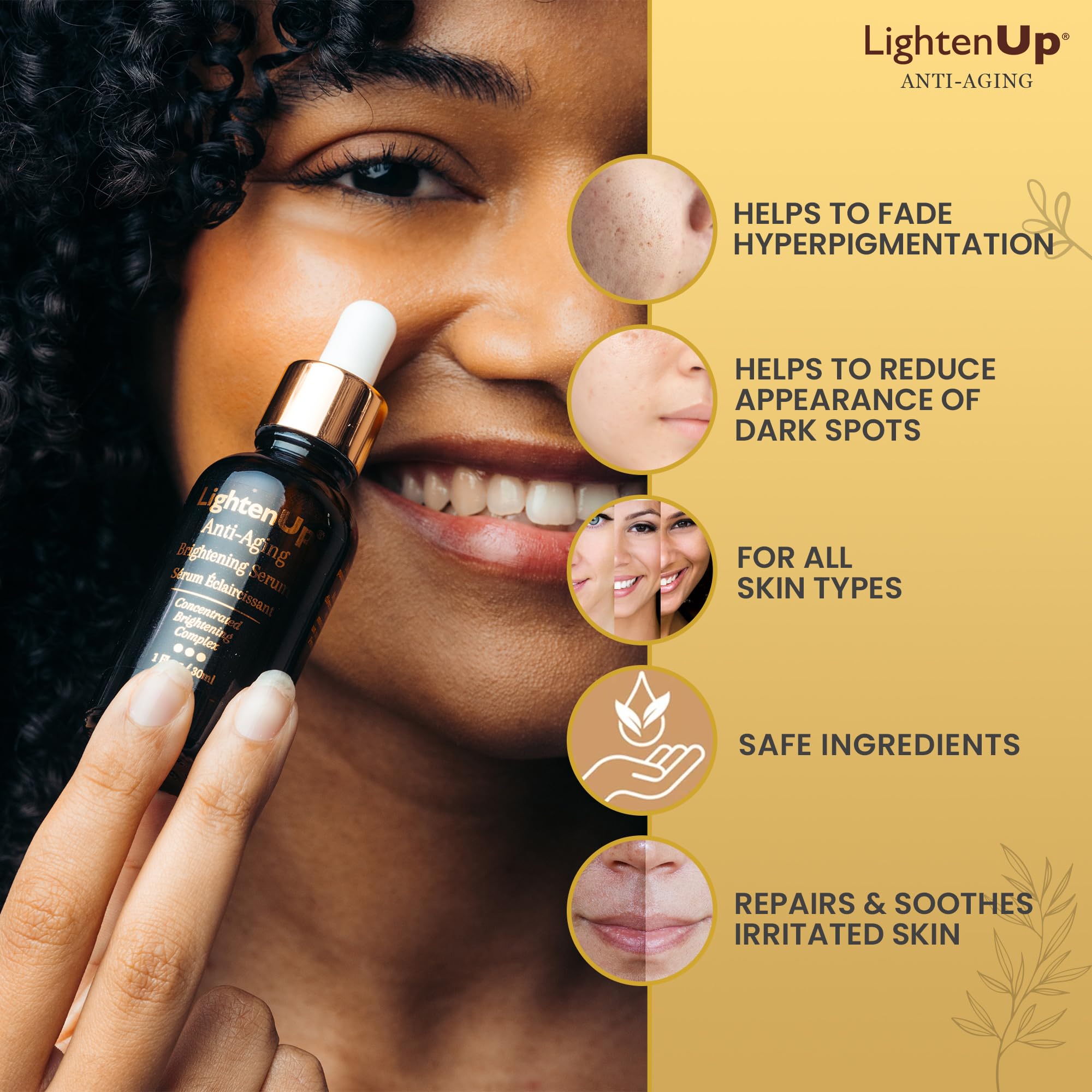 Utilisation sur le visage et autres zones pour un éclat potentiel