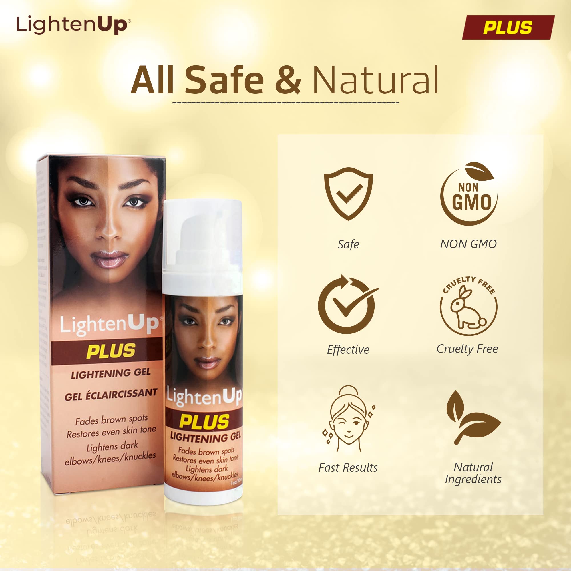 Texture gel légère Lighten-Up, absorption rapide sans film gras.