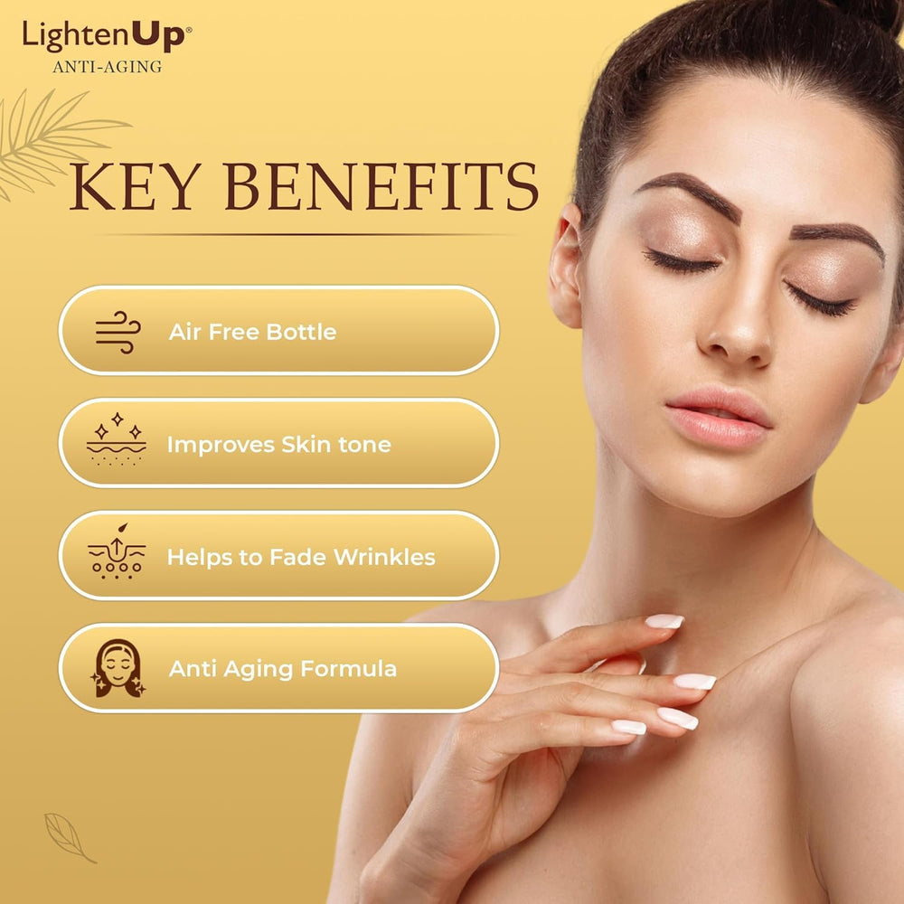 Bouteille Air-Free LightenUp, preserve la fraîcheur de la formule et facilite l’application.