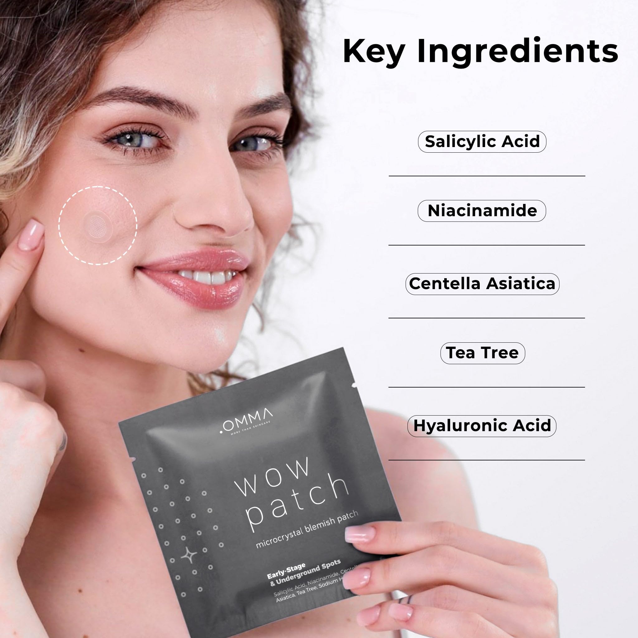 Ingrédients actifs Niacinamide et salicylique, OMMA, pour peau mieux équilibrée.