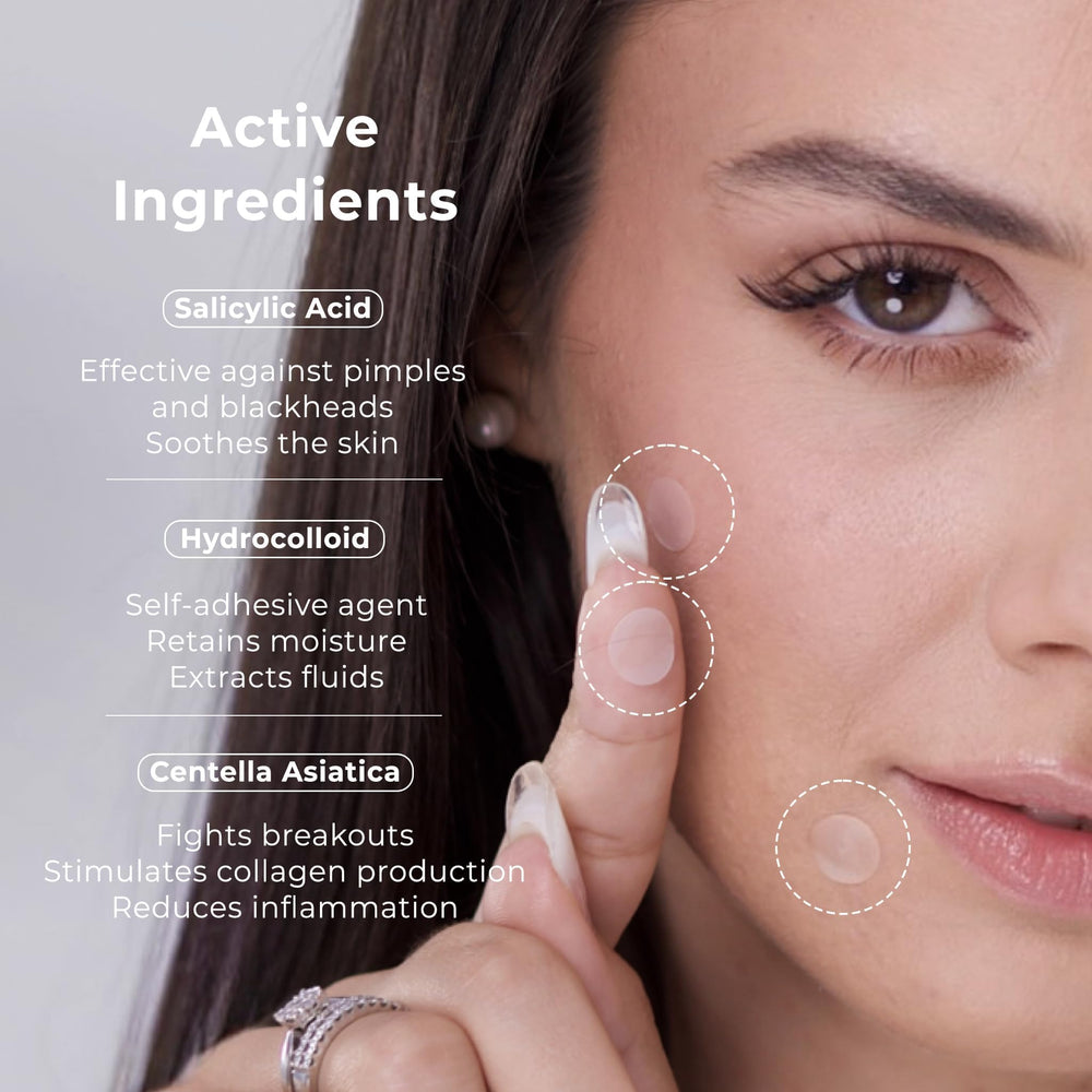 OMMA pansement avec acide salicylique pour traiter les points visibles discrètement.