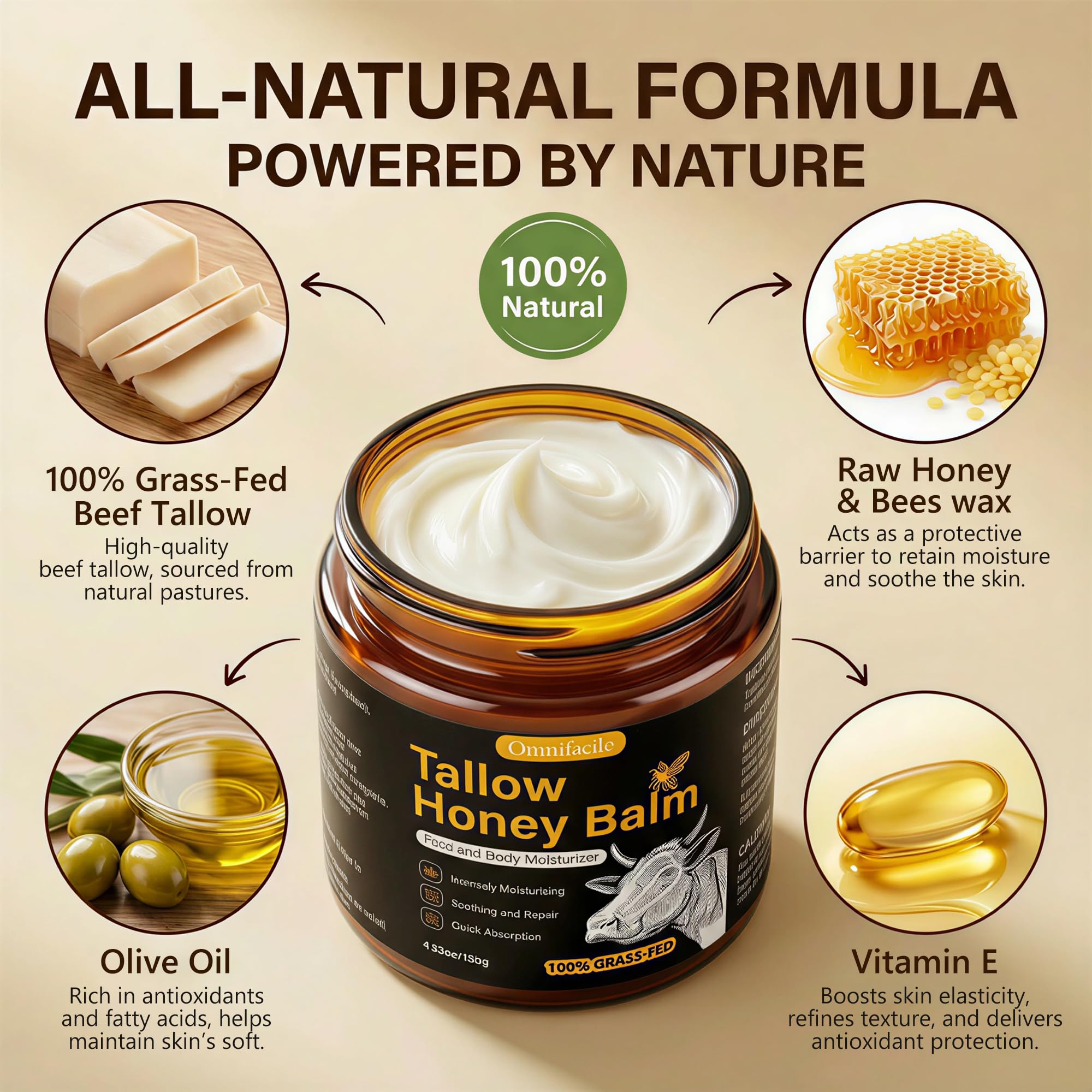 Texture crème fouettée Omnifacile pour le visage, absorption rapide