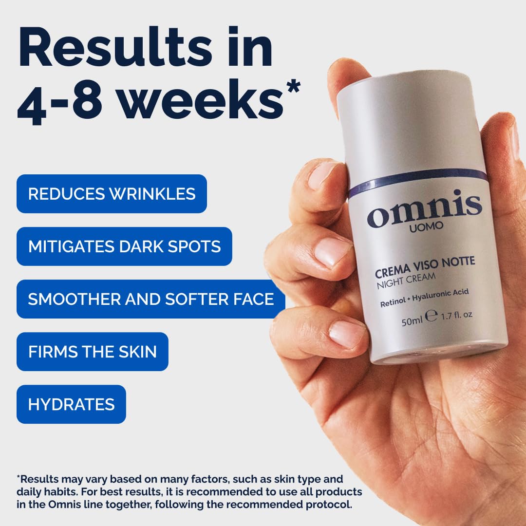 Omnis Uomo crème visage hyaluronique – hydratation en profondeur et peau plus ferme.