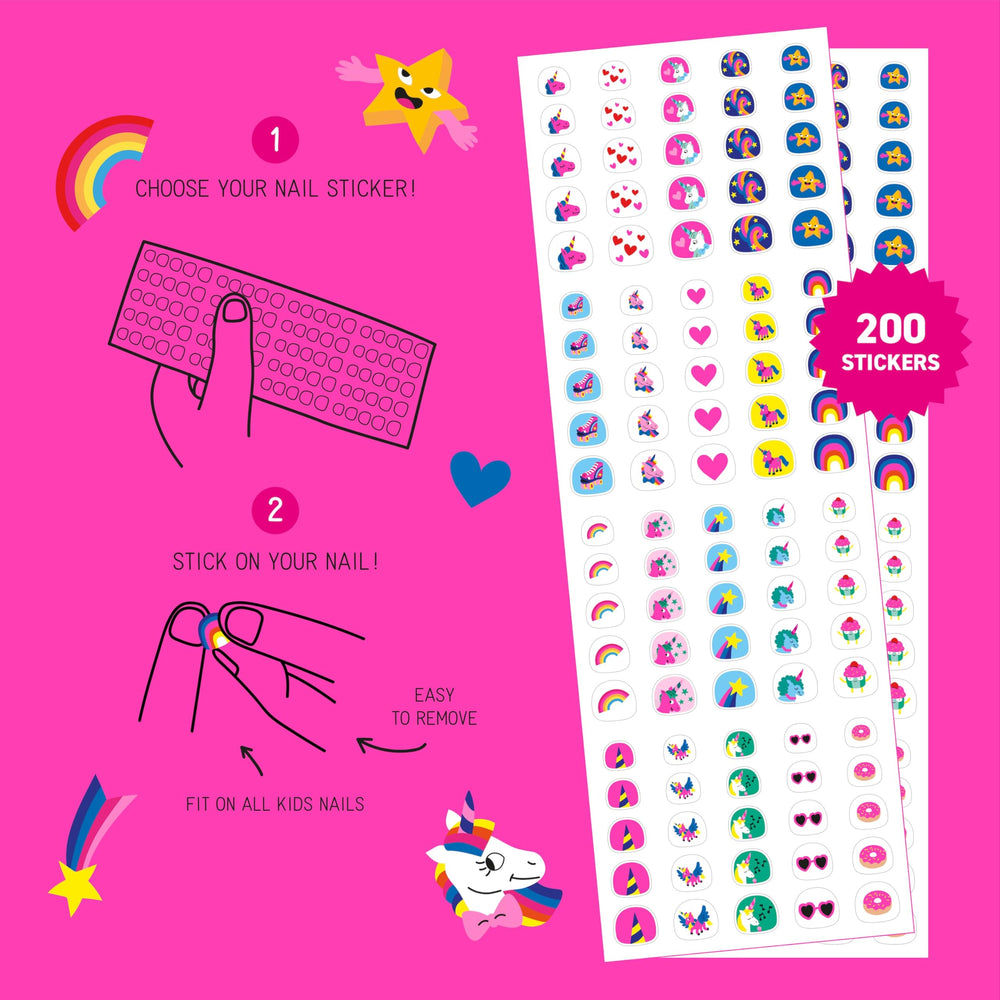 Omy autocollants ongles licorne couleurs vives - éclat durable