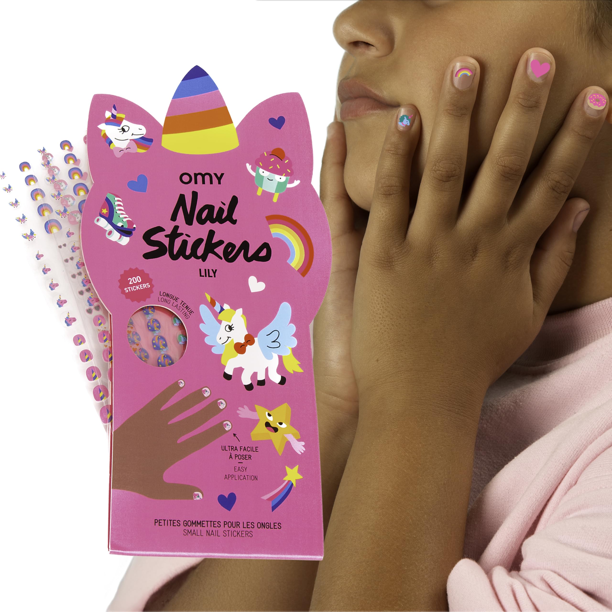 Omy autocollants ongles licorne enfant - design magique et facile à poser
