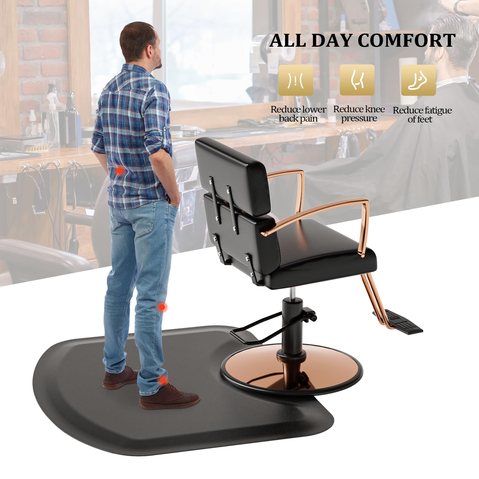 OmySalon Tapis anti-fatigue base ronde 26,4 pouces adaptée chaise.