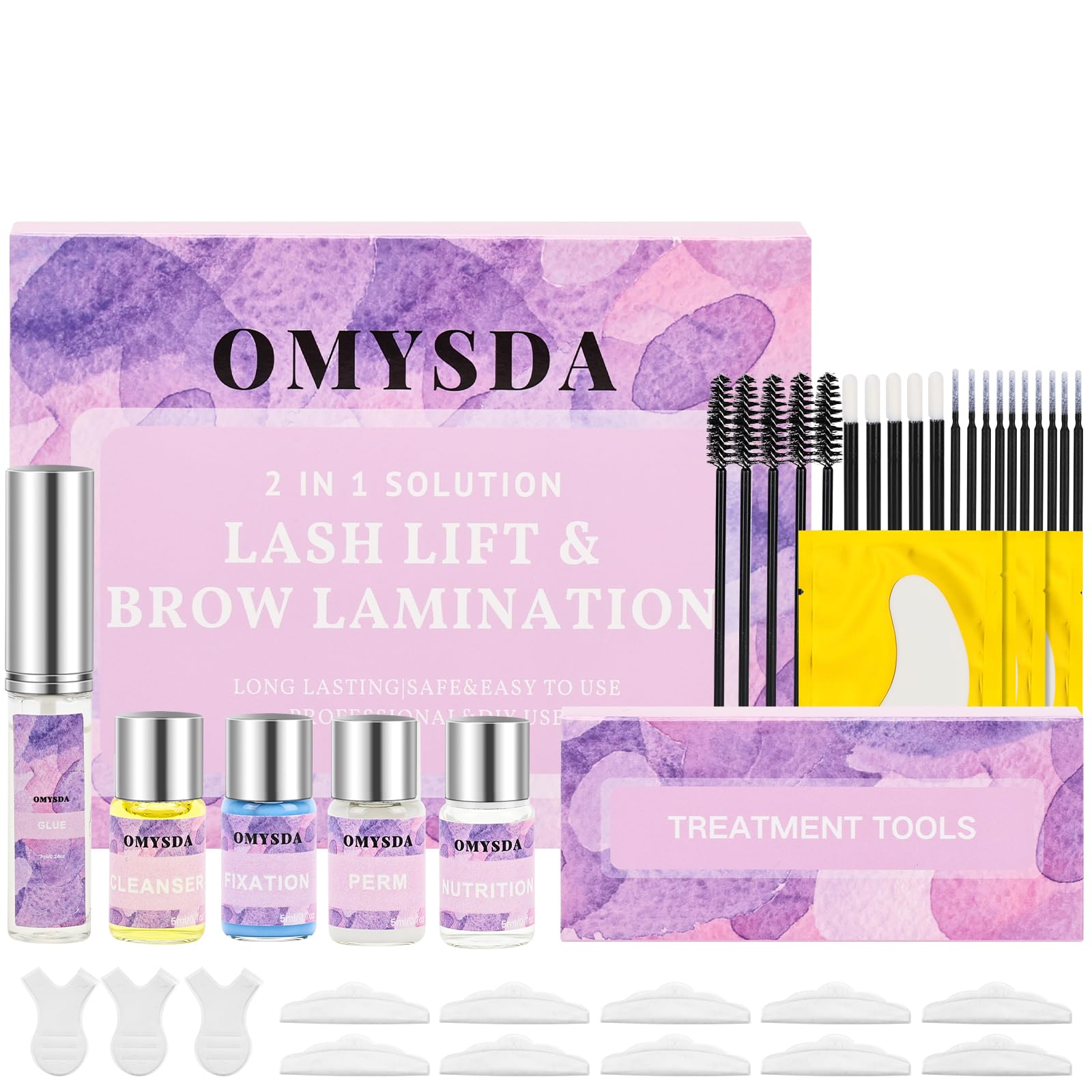 Omysda kit rehaussement-cils et lamination-sourcils : ensemble complet pour soin à domicile.