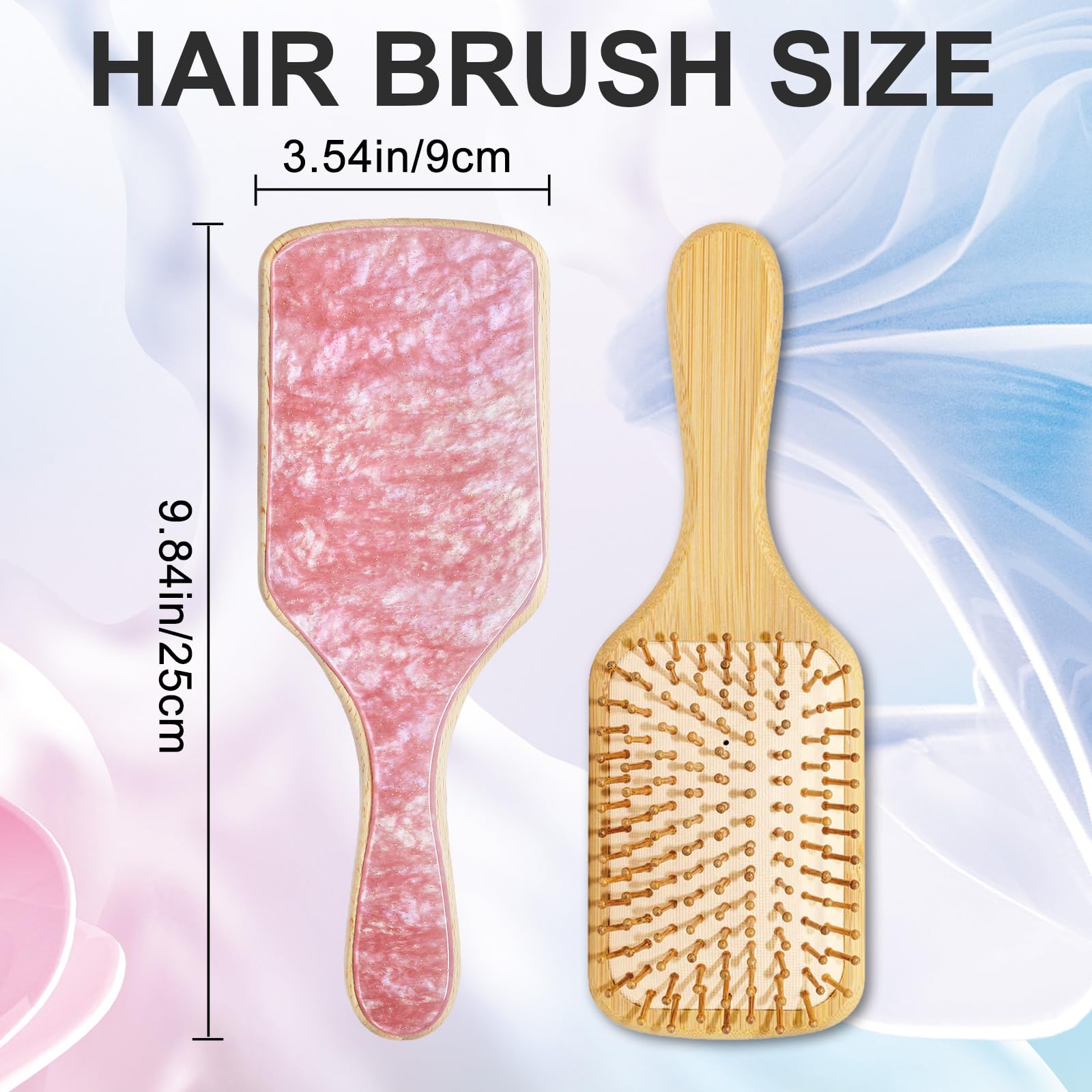 Omzjsvyq brosse-cheveux paddle bois naturel, arrière: design élégant et rangement facile.
