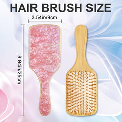 Omzjsvyq brosse-cheveux paddle bois naturel, arrière: design élégant et rangement facile.