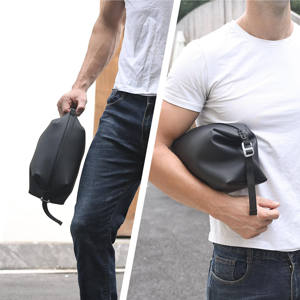 Onbagway trousse toilette silicone noir prête à partir en voyage.