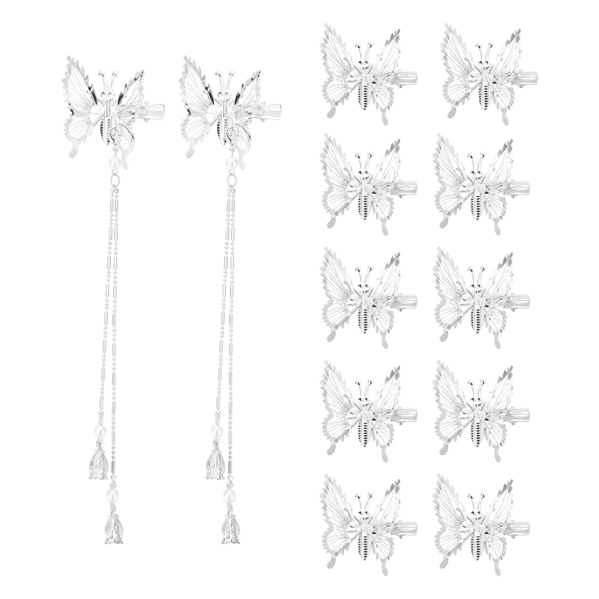 Pinces ONCHSH papillon 3D argent – élégance pour coiffure chic