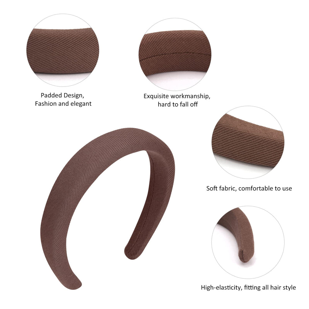 Ondder bande-tête rembourrée café – texture veloutée pour une allure de soirée.